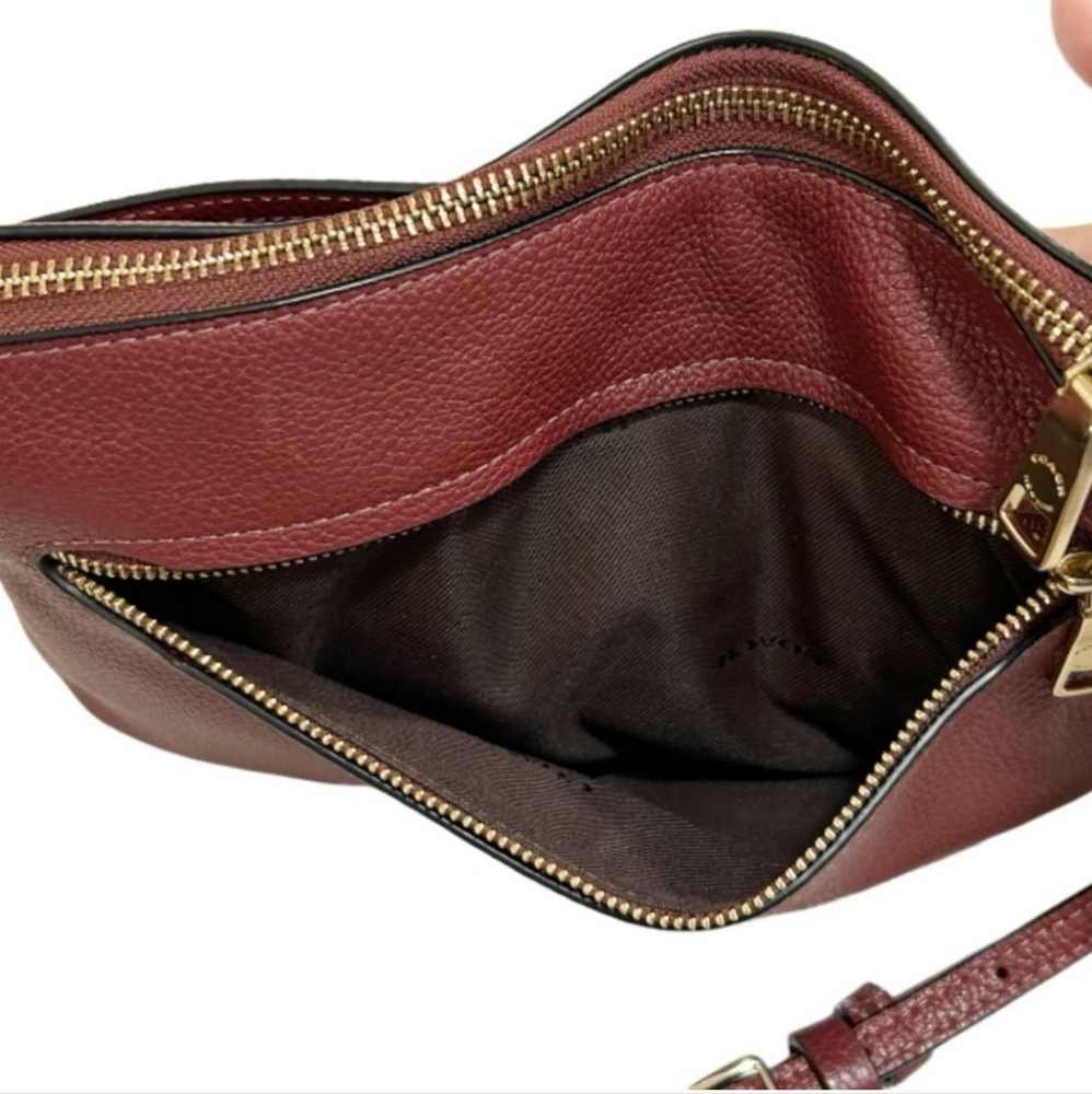 Coach Polly Pebbeled Grain Leather Crossbody in Maroon EUC - Picture 12 of 16